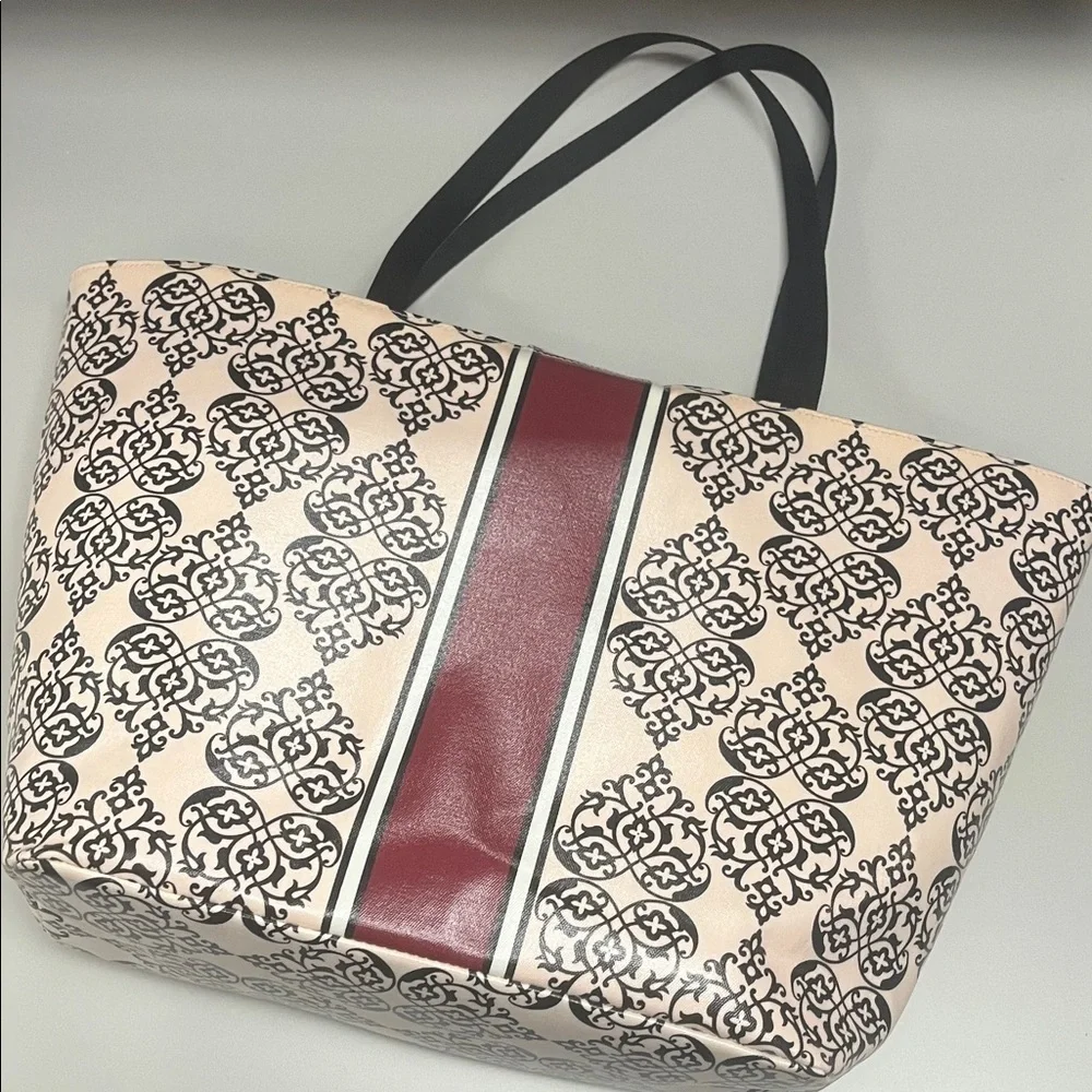Brighton Cream and Burgundy Patterned Large Tote